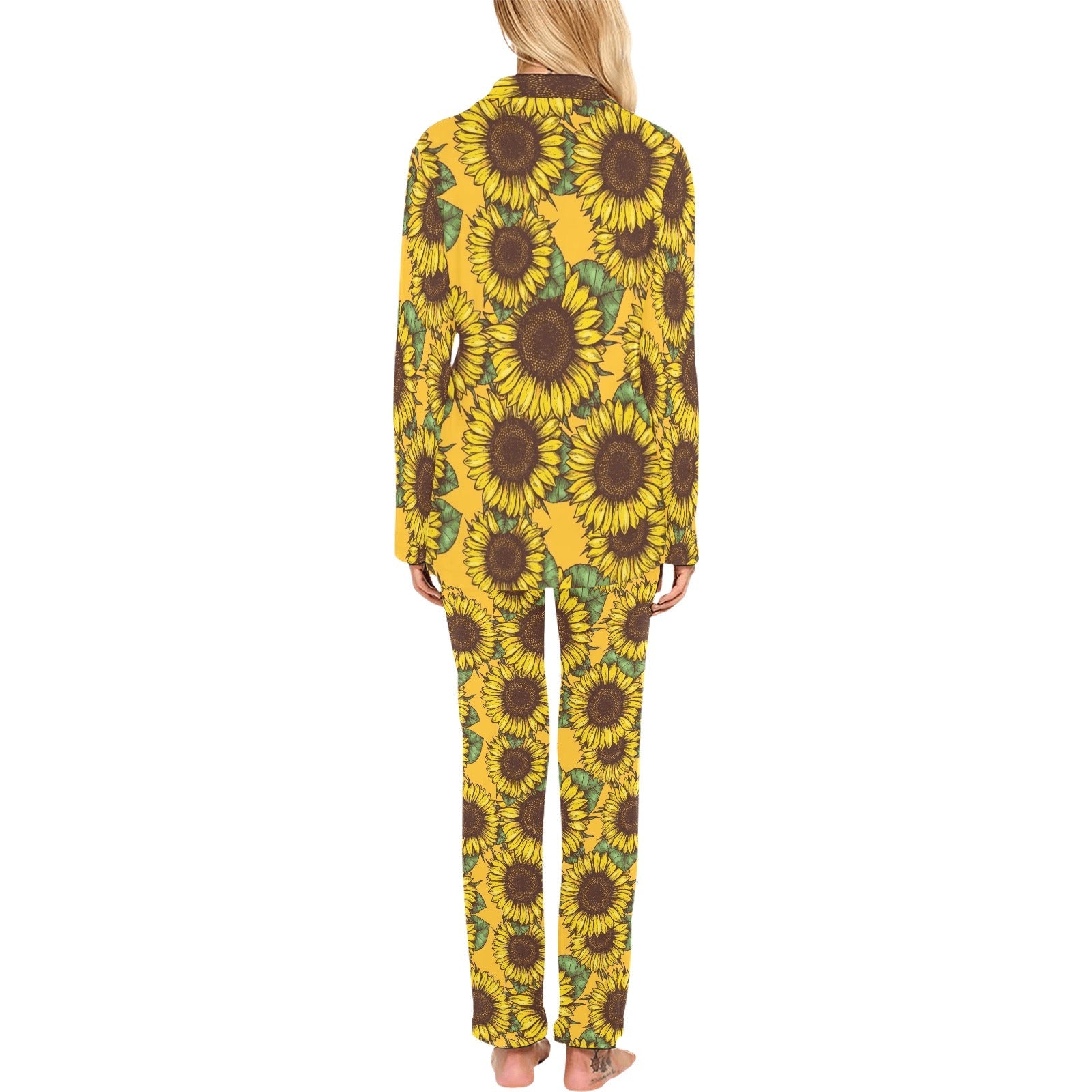 Sunflower pattern Women's Long Pajama Set