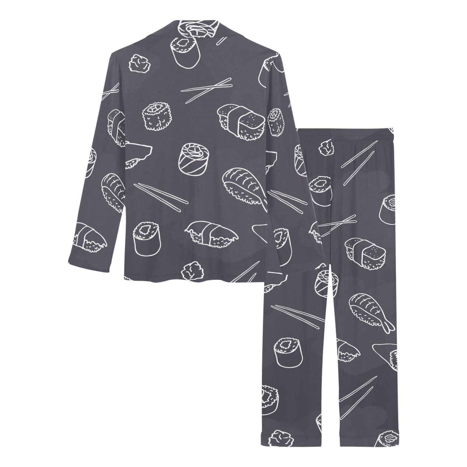 sushi pattern black background Women's Long Pajama Set