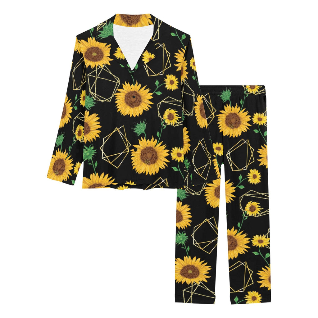 sunflower golden polygonal shapes Women's Long Pajama Set