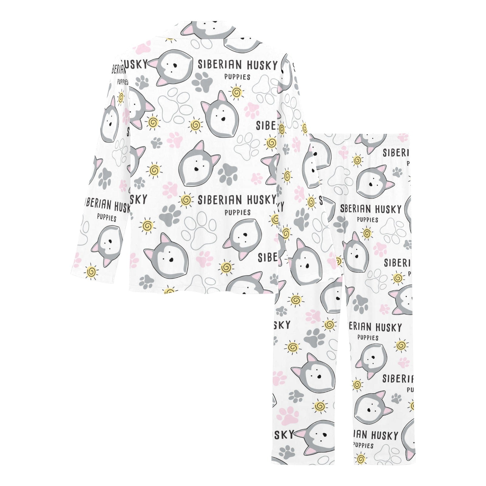 Siberian Husky design pattern Women's Long Pajama Set