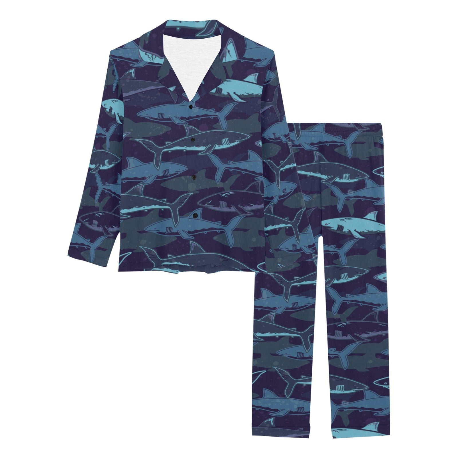 Shark pattern Women's Long Pajama Set