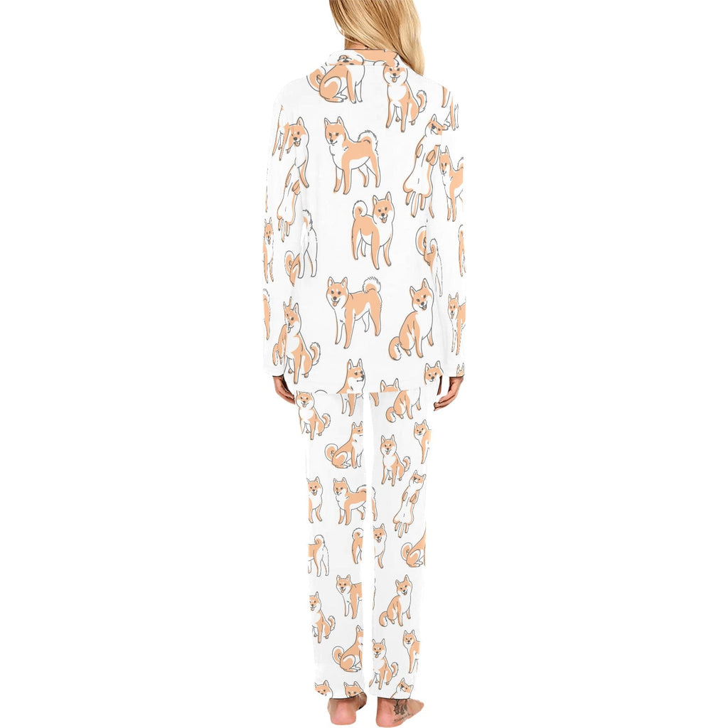 shiba inu dog pattern Women's Long Pajama Set