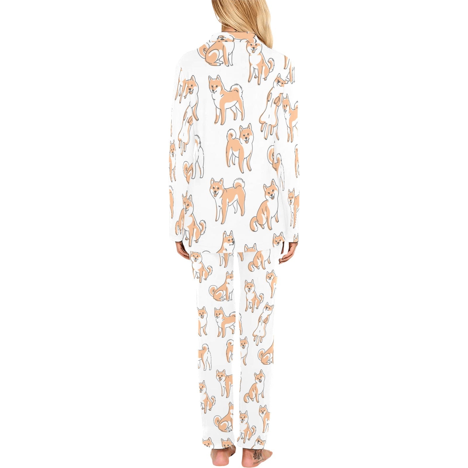 shiba inu dog pattern Women's Long Pajama Set