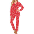 sushi pattern red background Women's Long Pajama Set