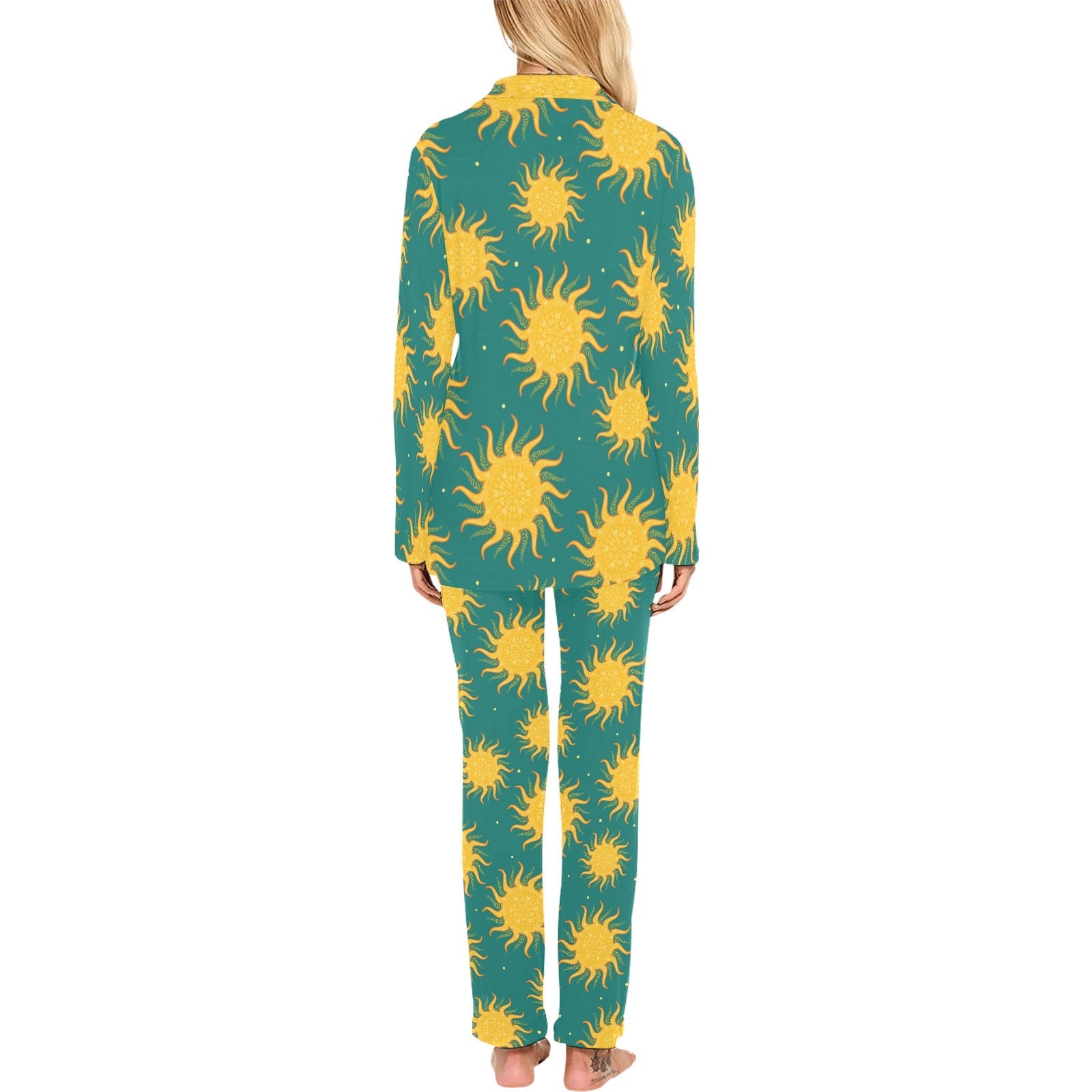 Sun green background Women's Long Pajama Set