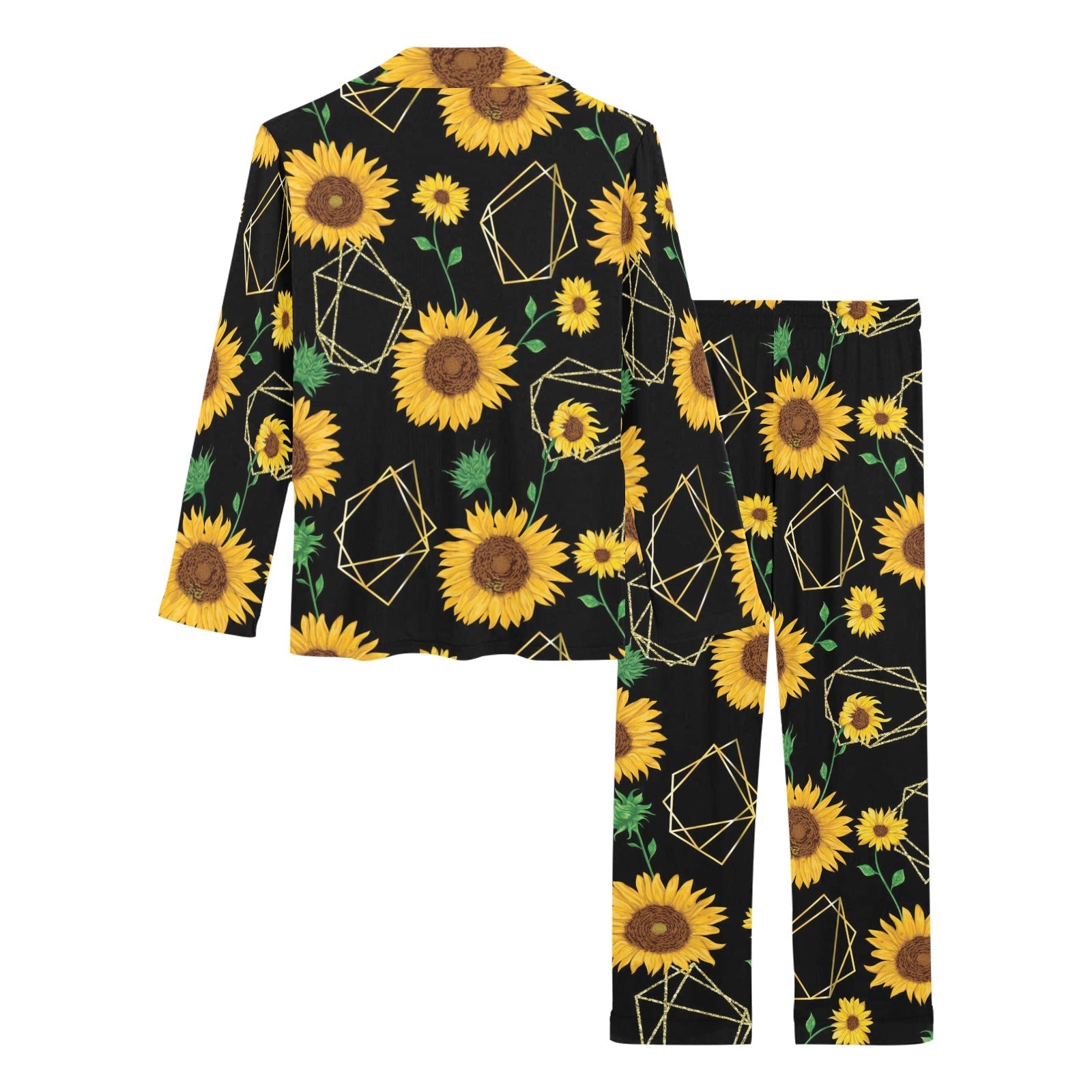 sunflower golden polygonal shapes Women's Long Pajama Set