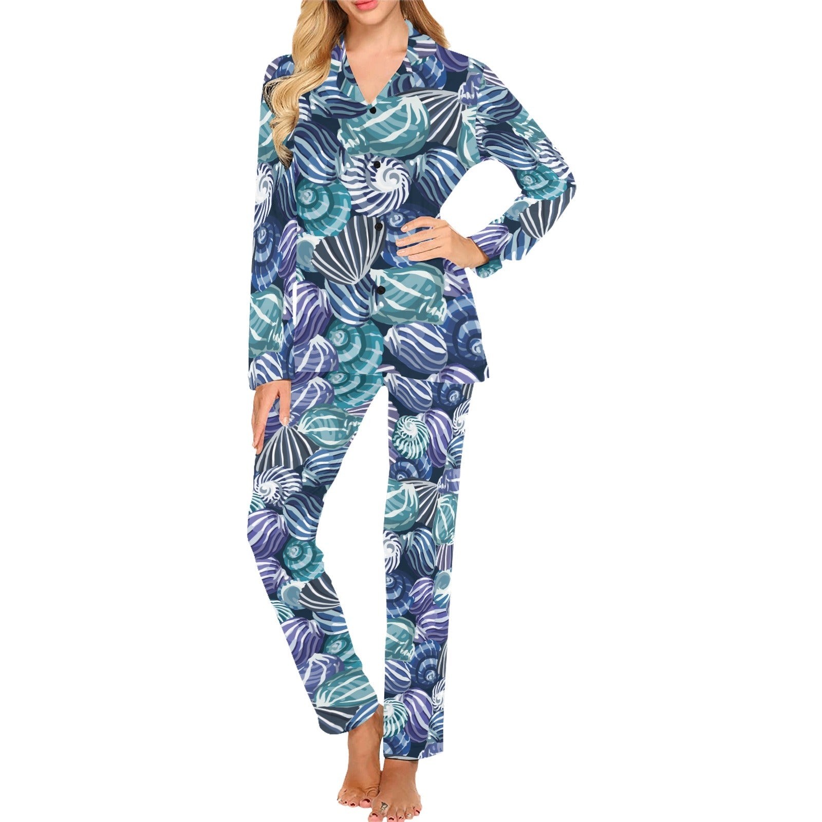 Shell design pattern Women's Long Pajama Set