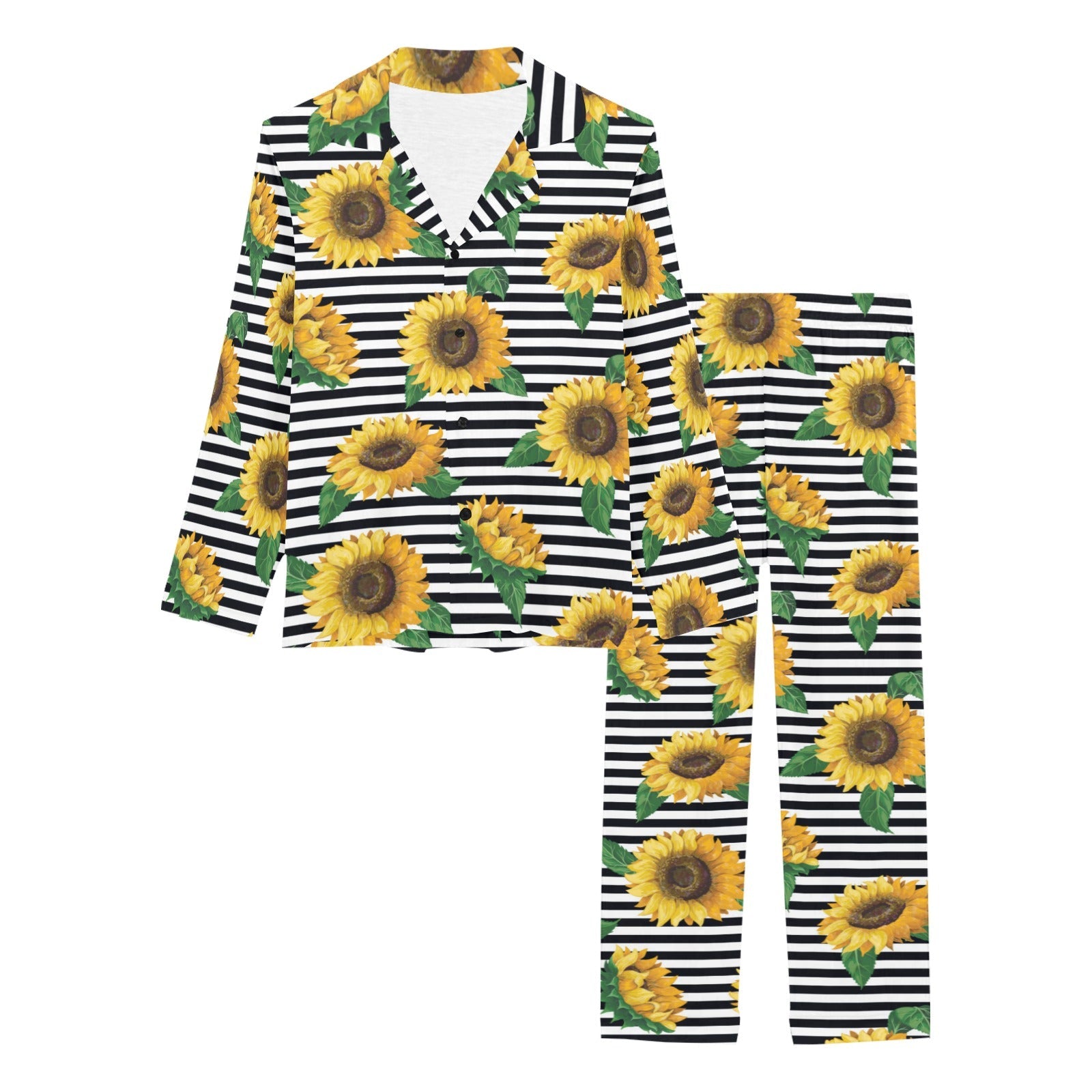 sunflowers ribbon background Women's Long Pajama Set