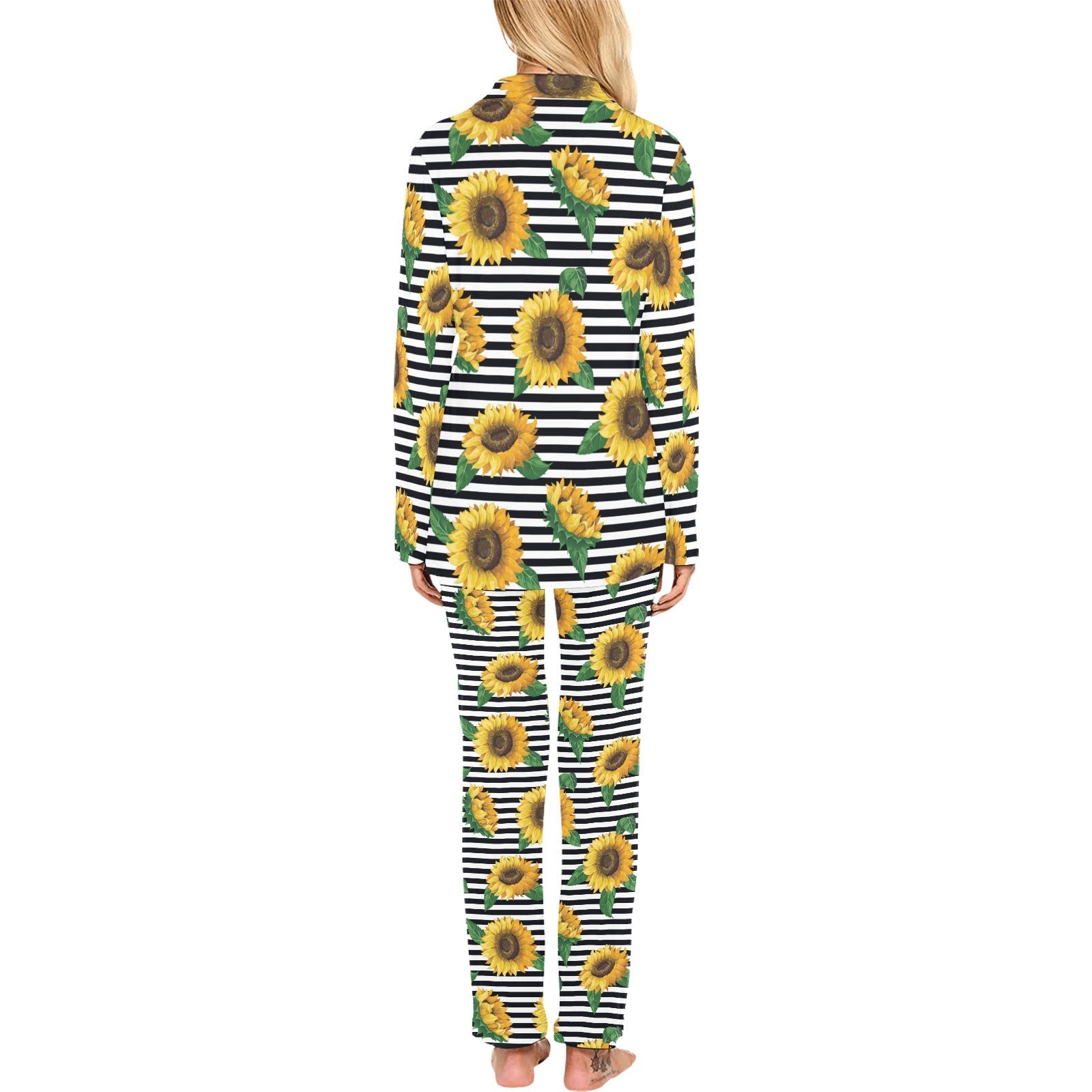sunflowers ribbon background Women's Long Pajama Set