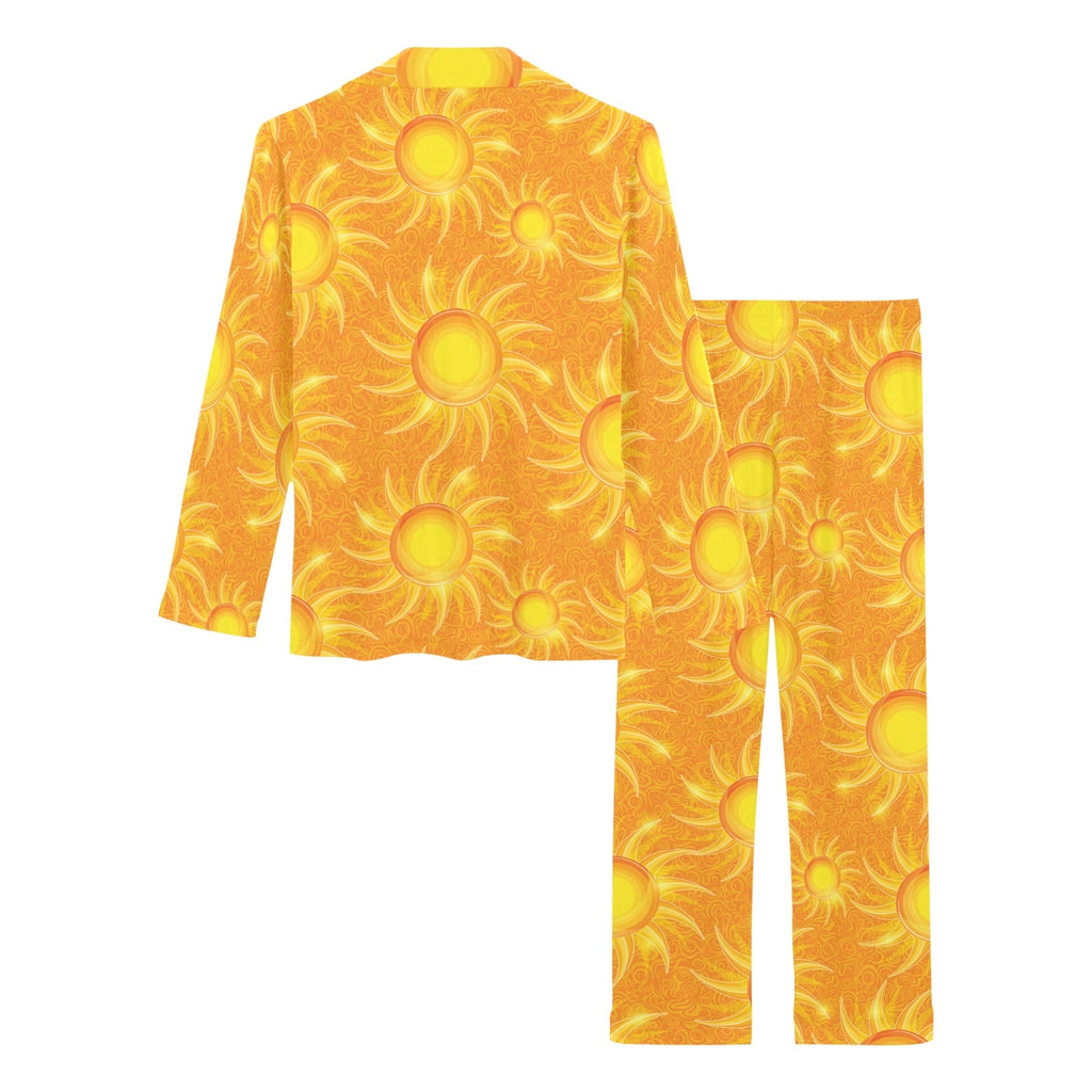 Sun orange background Women's Long Pajama Set