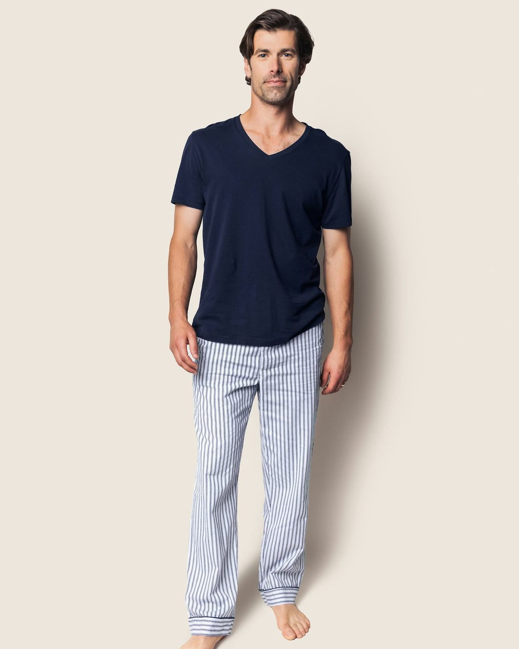 Men's Twill Pajama Pant in Navy French Ticking