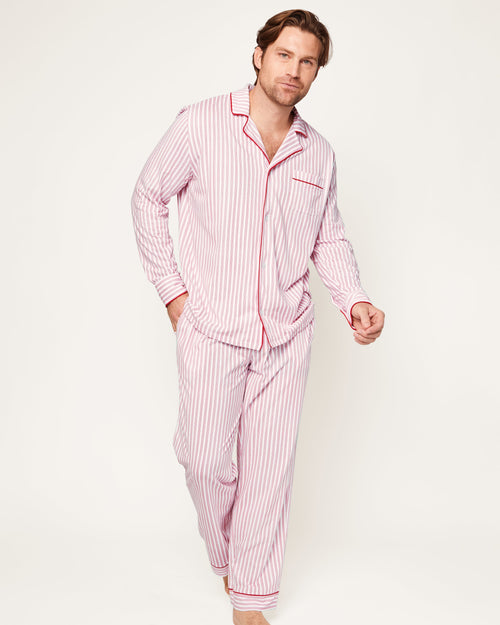 Men's Pima Pajama Set in Antique Red Ticking