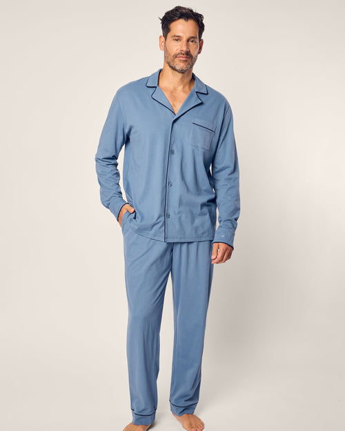 Men's Pima Pajama Set in Mystique Blue