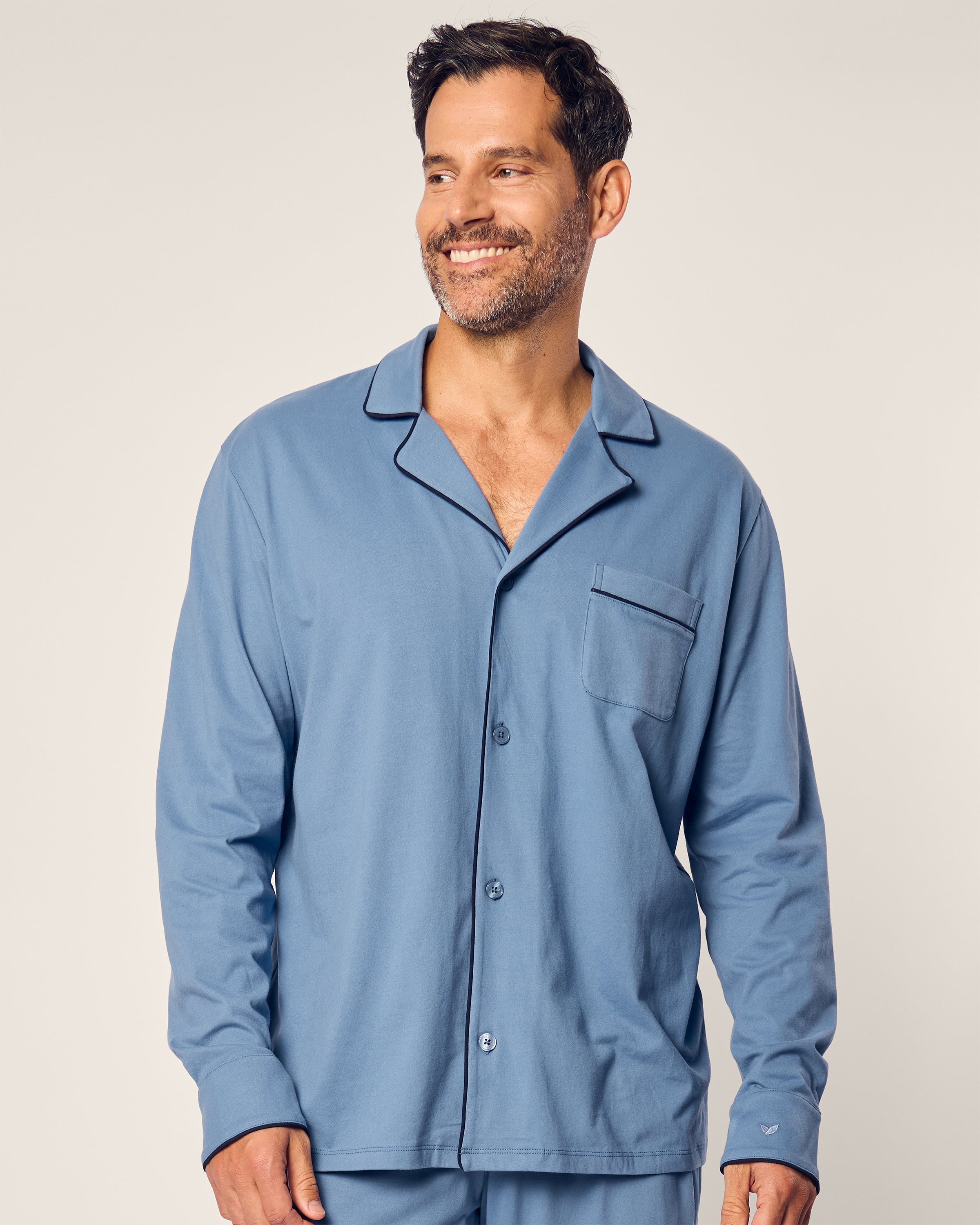 Men's Pima Pajama Set in Mystique Blue