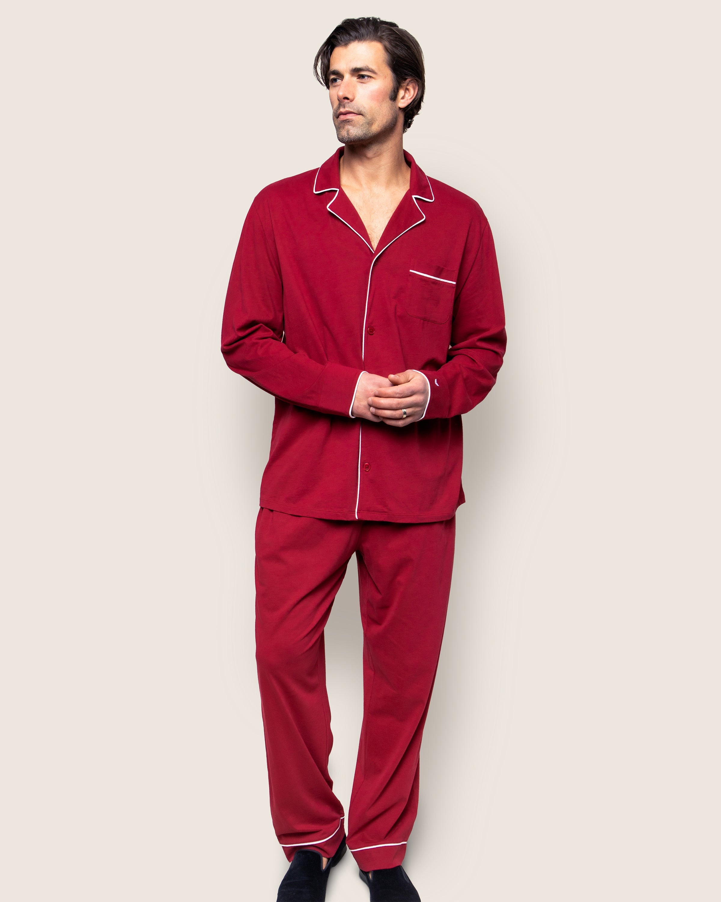 Men's Pima Pajama Set in Bordeaux
