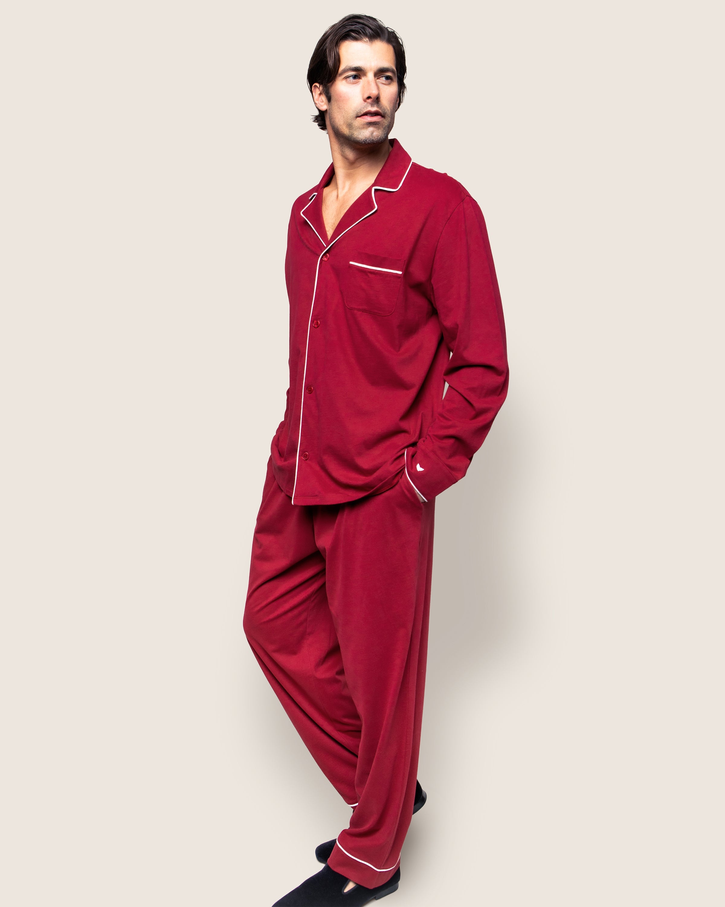 Men's Pima Pajama Set in Bordeaux