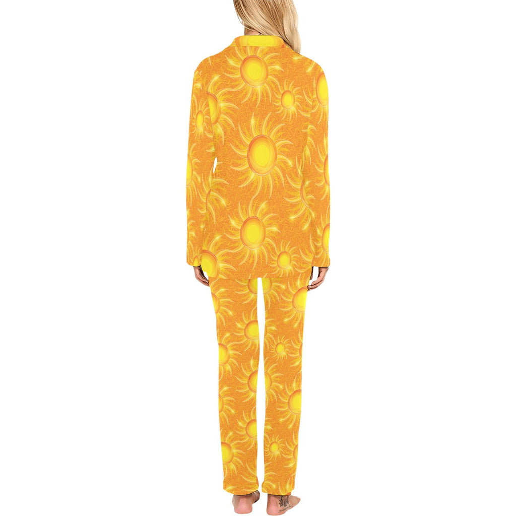 Sun orange background Women's Long Pajama Set