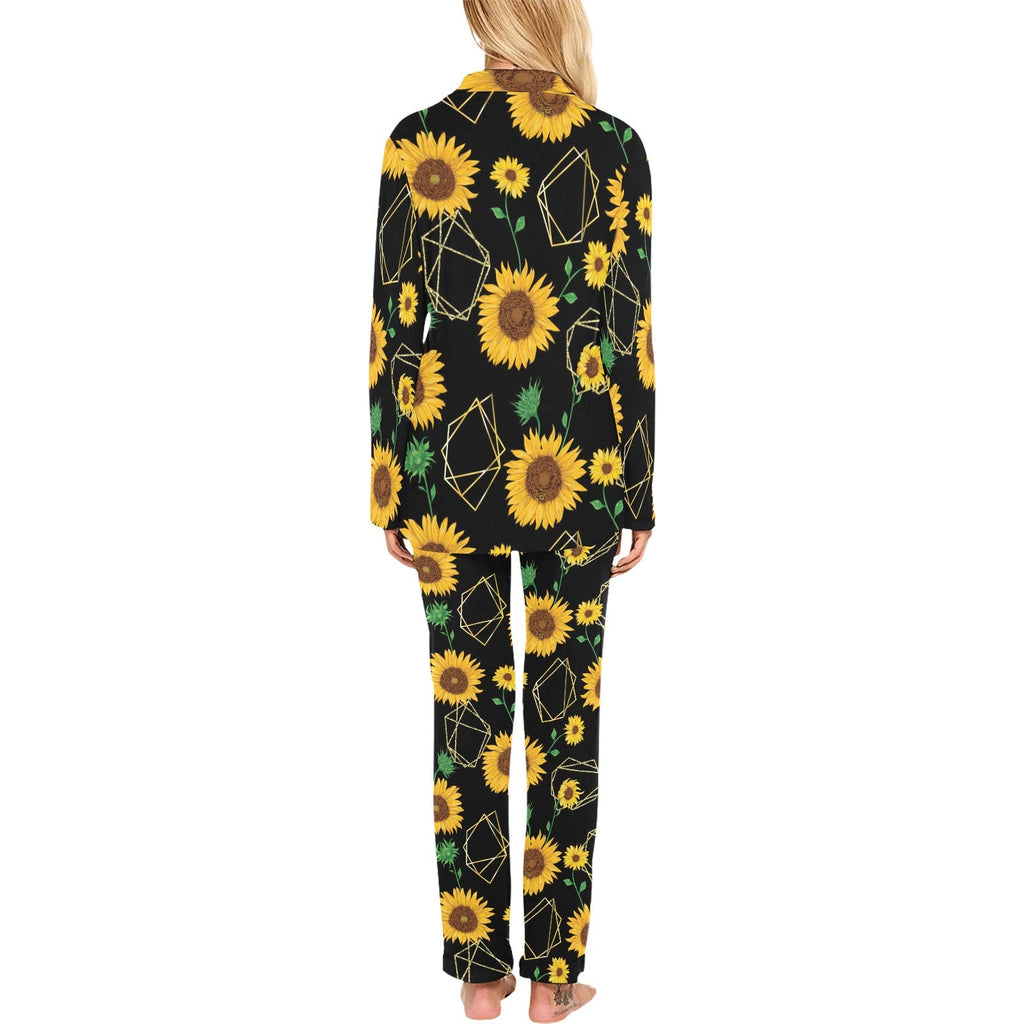 sunflower golden polygonal shapes Women's Long Pajama Set