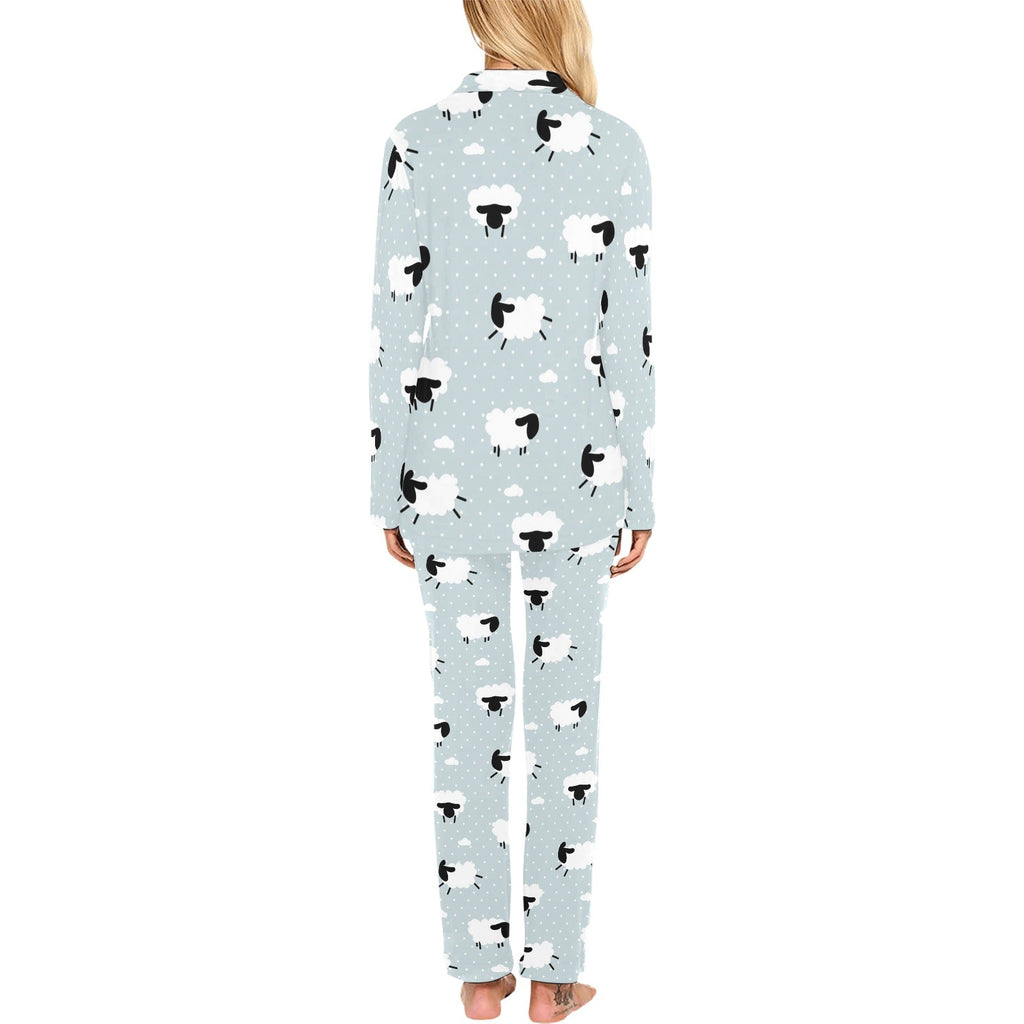 Sheep polka dot cloud pattern Women's Long Pajama Set