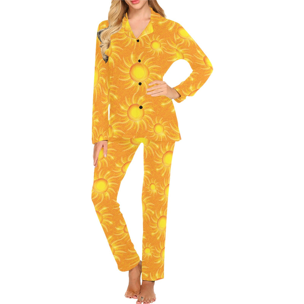 Sun orange background Women's Long Pajama Set