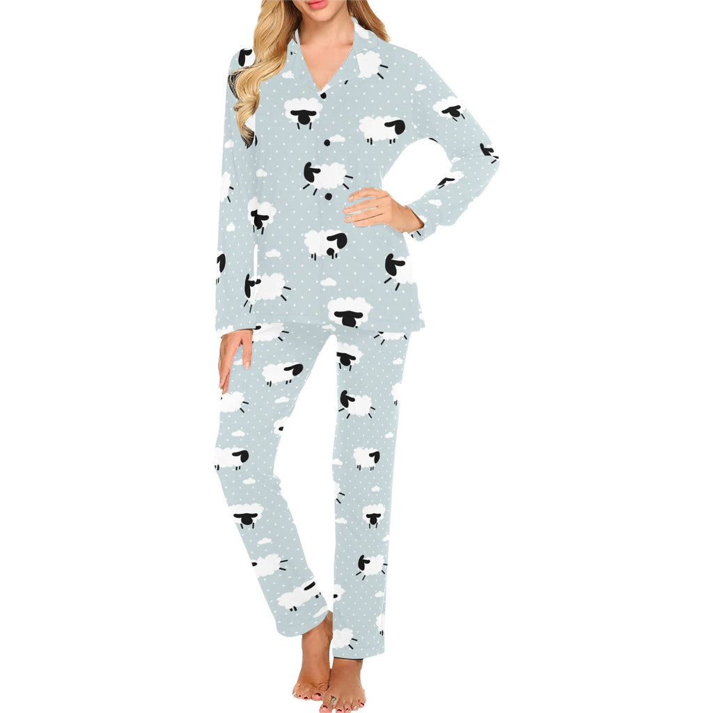 Sheep polka dot cloud pattern Women's Long Pajama Set