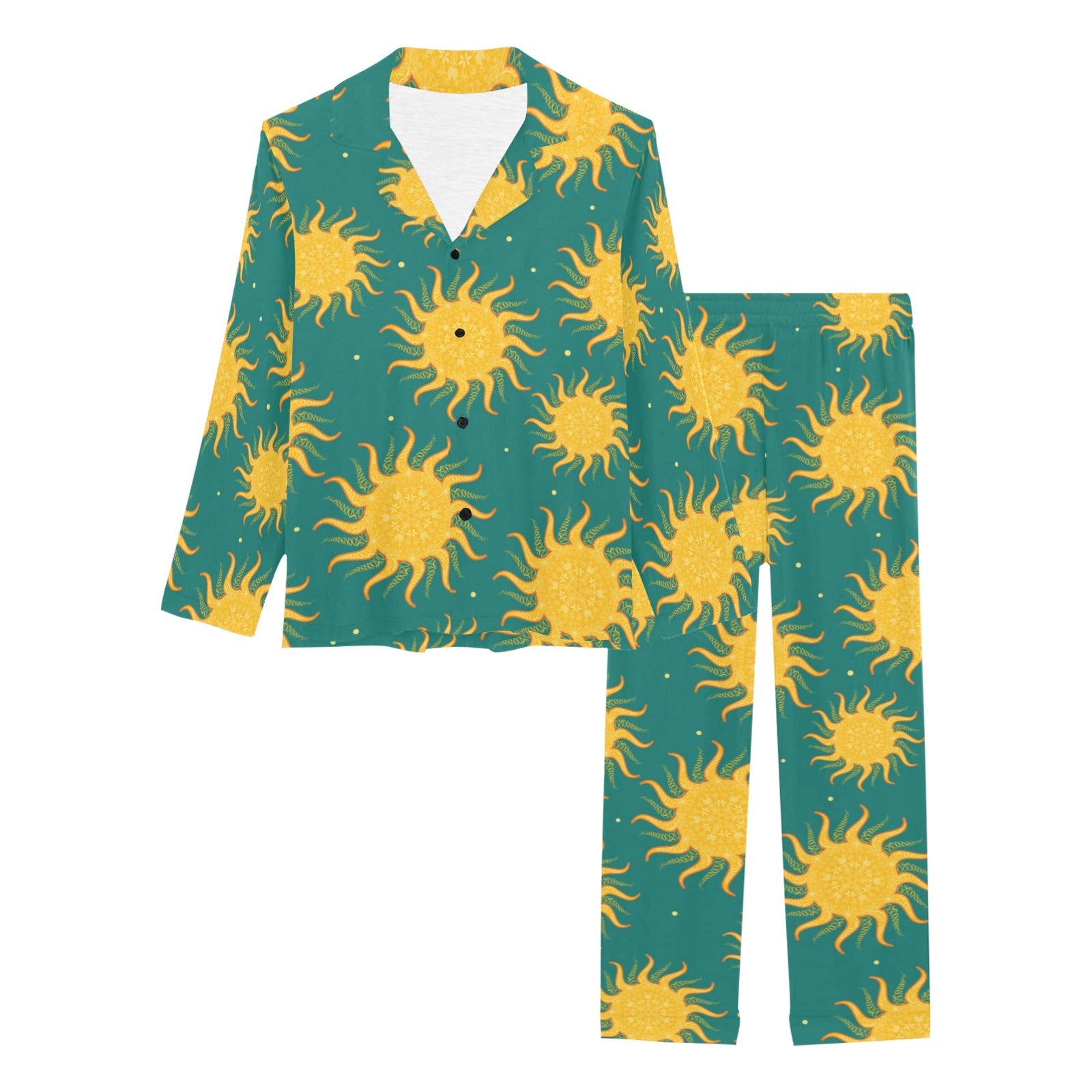 Sun green background Women's Long Pajama Set